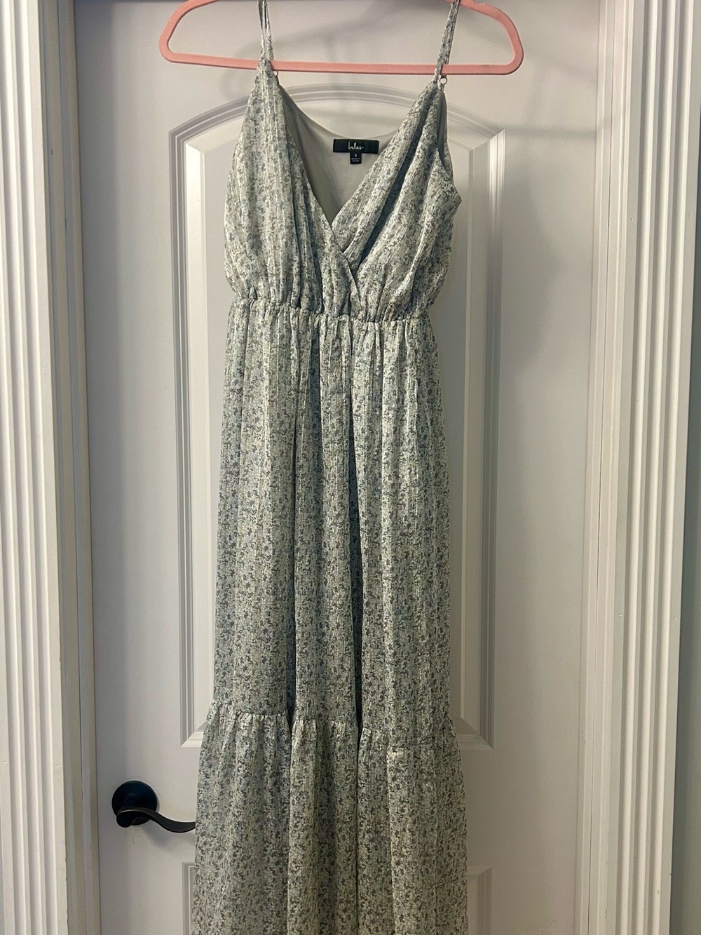 Lulu's Sage Green Floral Maxi Dress with Smocked Waist